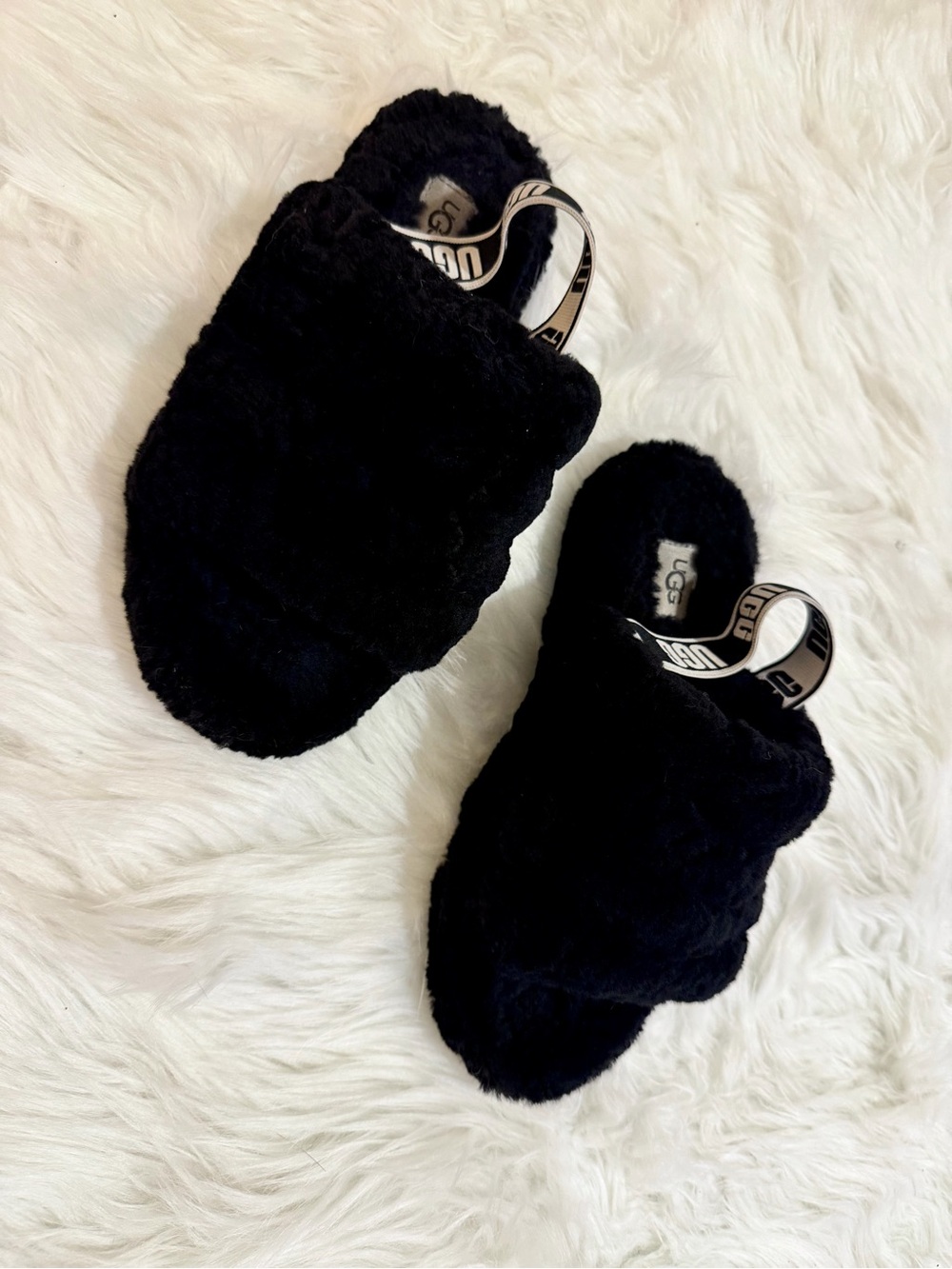 UGG Women’s Fluff Yeah Slide slippers in classic in Black - Picture 3 of 9